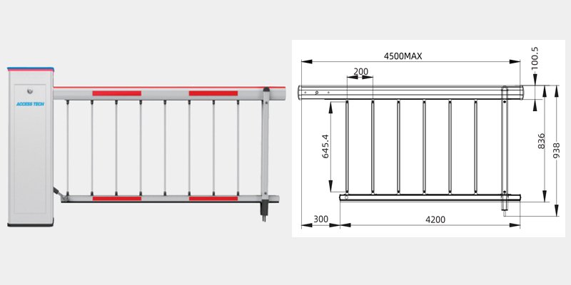single fence boom with LED & rubber shape